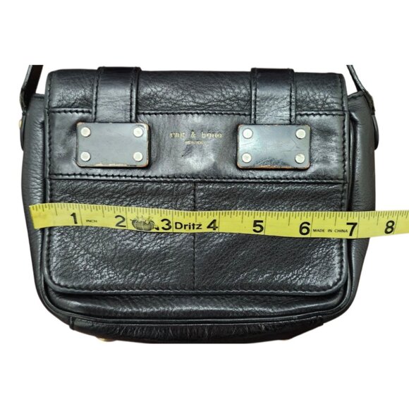 Rag & Bone Black Leather Crossbody Bag Flap Buckle Closure Adjustable Strap - Picture 9 of 12